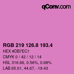 カラーコード: RGB 219 126.8 193.4 | qconv.com