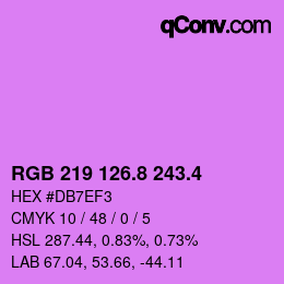 カラーコード: RGB 219 126.8 243.4 | qconv.com