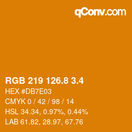 カラーコード: RGB 219 126.8 3.4 | qconv.com
