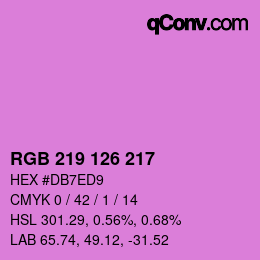 Color code: RGB 219 126 217 | qconv.com