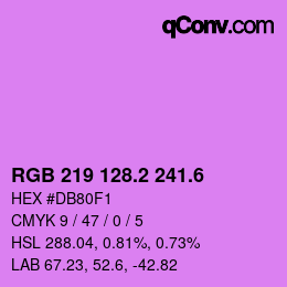 カラーコード: RGB 219 128.2 241.6 | qconv.com
