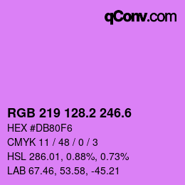 カラーコード: RGB 219 128.2 246.6 | qconv.com