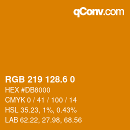 カラーコード: RGB 219 128.6 0 | qconv.com