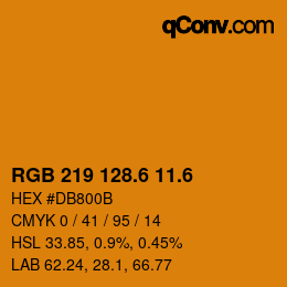 カラーコード: RGB 219 128.6 11.6 | qconv.com