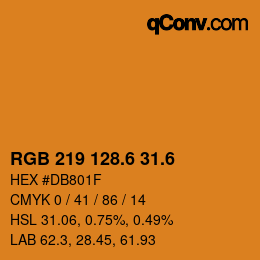 カラーコード: RGB 219 128.6 31.6 | qconv.com