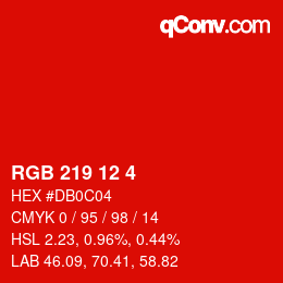 カラーコード: RGB 219 12 4 | qconv.com