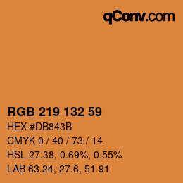 Color code: RGB 219 132 59 | qconv.com