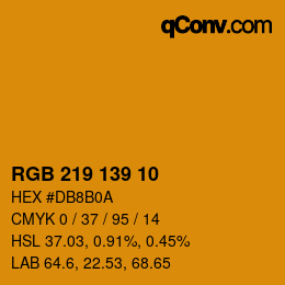 カラーコード: RGB 219 139 10 | qconv.com