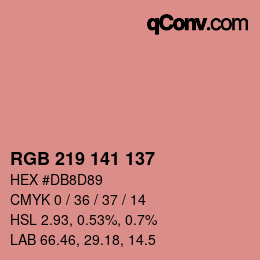 Color code: RGB 219 141 137 | qconv.com