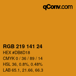 カラーコード: RGB 219 141 24 | qconv.com
