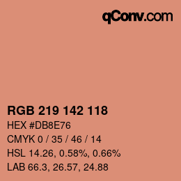 Color code: RGB 219 142 118 | qconv.com