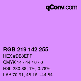 Color code: RGB 219 142 255 | qconv.com