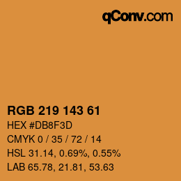 Color code: RGB 219 143 61 | qconv.com
