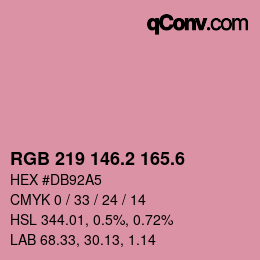 カラーコード: RGB 219 146.2 165.6 | qconv.com