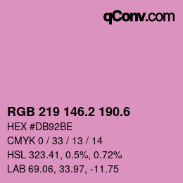 カラーコード: RGB 219 146.2 190.6 | qconv.com
