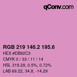 カラーコード: RGB 219 146.2 195.6 | qconv.com