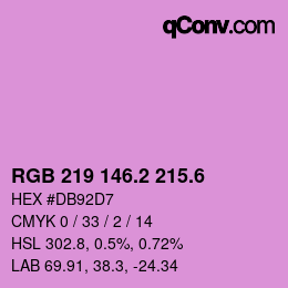 カラーコード: RGB 219 146.2 215.6 | qconv.com