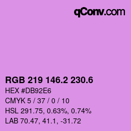 カラーコード: RGB 219 146.2 230.6 | qconv.com