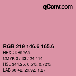 カラーコード: RGB 219 146.6 165.6 | qconv.com