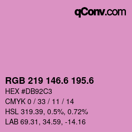 カラーコード: RGB 219 146.6 195.6 | qconv.com