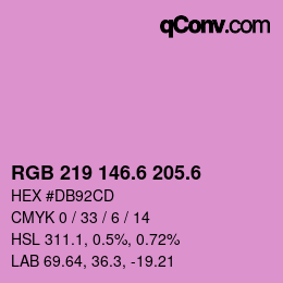 カラーコード: RGB 219 146.6 205.6 | qconv.com