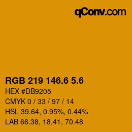 カラーコード: RGB 219 146.6 5.6 | qconv.com