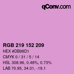 カラーコード: RGB 219 152 209 | qconv.com