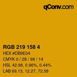 Color code: RGB 219 158 4 | qconv.com