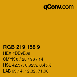 カラーコード: RGB 219 158 9 | qconv.com