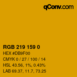 カラーコード: RGB 219 159 0 | qconv.com
