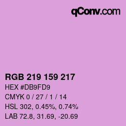 Farbcode: RGB 219 159 217 | qconv.com