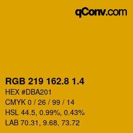 カラーコード: RGB 219 162.8 1.4 | qconv.com