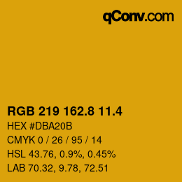 カラーコード: RGB 219 162.8 11.4 | qconv.com