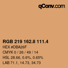 カラーコード: RGB 219 162.8 111.4 | qconv.com