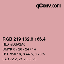 カラーコード: RGB 219 162.8 166.4 | qconv.com