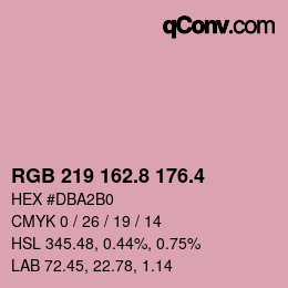 カラーコード: RGB 219 162.8 176.4 | qconv.com