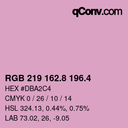 カラーコード: RGB 219 162.8 196.4 | qconv.com
