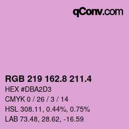 カラーコード: RGB 219 162.8 211.4 | qconv.com
