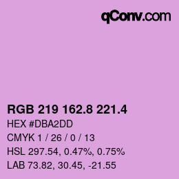 カラーコード: RGB 219 162.8 221.4 | qconv.com