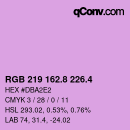 カラーコード: RGB 219 162.8 226.4 | qconv.com