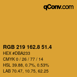 カラーコード: RGB 219 162.8 51.4 | qconv.com