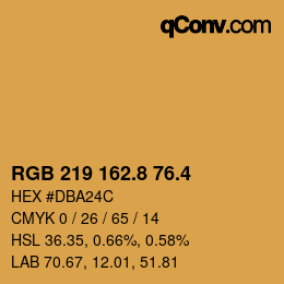 カラーコード: RGB 219 162.8 76.4 | qconv.com