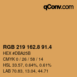 カラーコード: RGB 219 162.8 91.4 | qconv.com