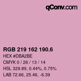 カラーコード: RGB 219 162 190.6 | qconv.com