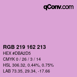 カラーコード: RGB 219 162 213 | qconv.com