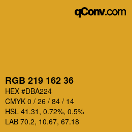 カラーコード: RGB 219 162 36 | qconv.com