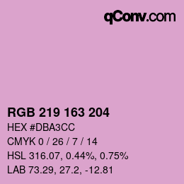 カラーコード: RGB 219 163 204 | qconv.com
