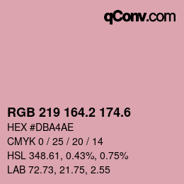 カラーコード: RGB 219 164.2 174.6 | qconv.com