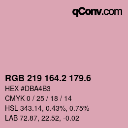 カラーコード: RGB 219 164.2 179.6 | qconv.com