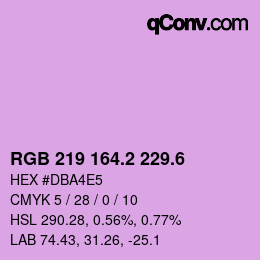 カラーコード: RGB 219 164.2 229.6 | qconv.com
